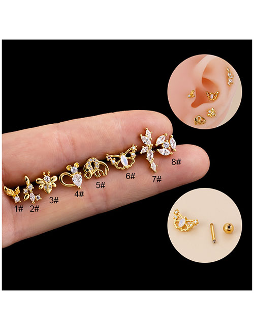 Fashion 8#-gold Titanium Steel Geometric Piercing Stud Earrings