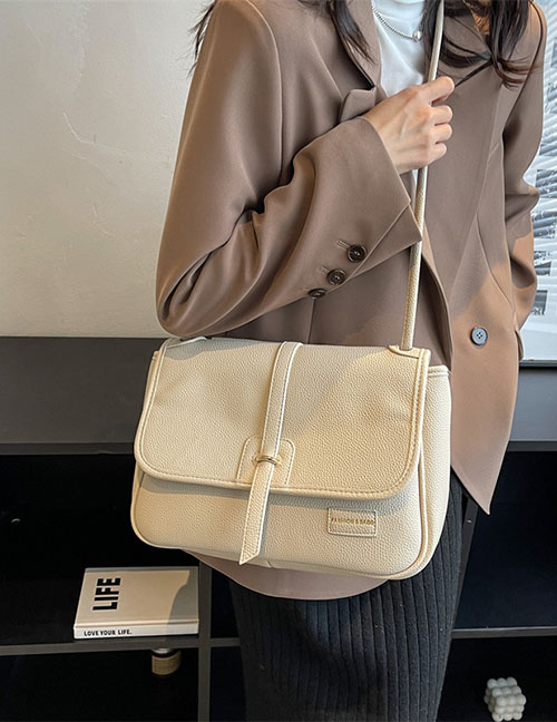 Fashion Creamy-white Pu Flap Large Capacity Shoulder Bag