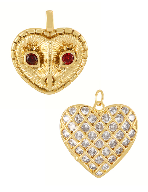 Fashion Golden 2 Copper Paved Zirconia Heart Owl Pendant Accessory