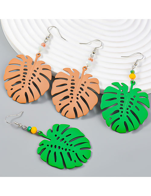 Fashion Brown Alloy Painted Leaf Earrings