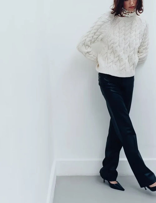 Fashion White Shiny Knit Sweater