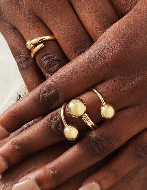 Fashion Gold Pure Copper Bead Ring Set