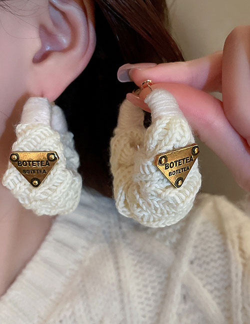 Fashion Coffee Color Knitted Alphabet Triangle Earrings