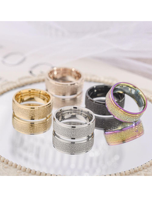 Fashion Color - Colorful 8mm Pearl Sand Titanium Geometric Ring