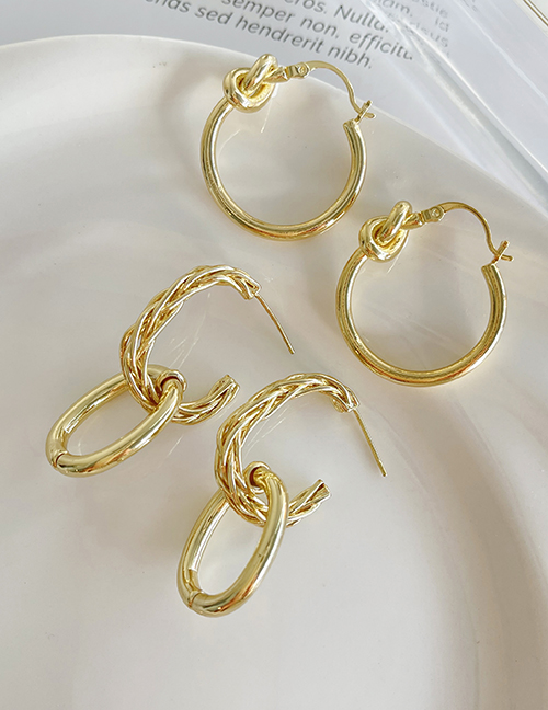 Fashion Golden 1 Brass Chain Twist C-hoop Earrings