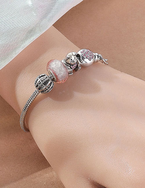 Fashion Silver Copper And Diamond Geometric Bear Multi-element Bracelet