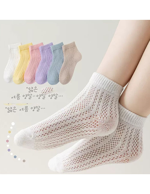 Fashion Brilliant Flowers [spring And Summer Mesh 5 Pairs] Cotton Printed Mesh Children's Socks