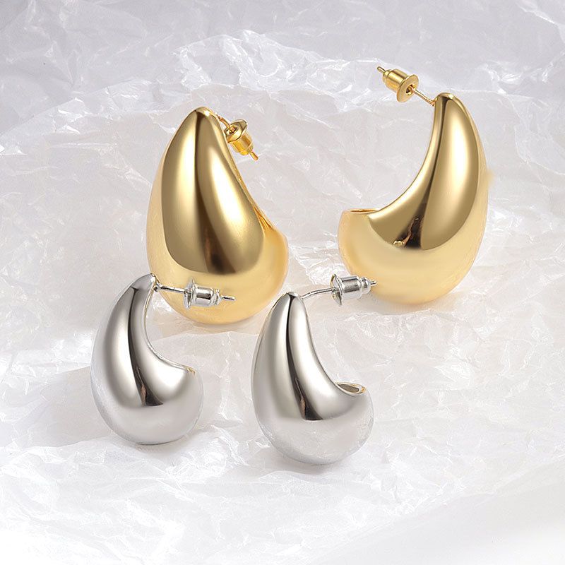 Fashion Platinum (small Size) Copper Glossy Water Drop Earrings 
