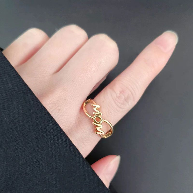 Fashion Gold Color (sliding Beads) Copper Geometric Letter Ring