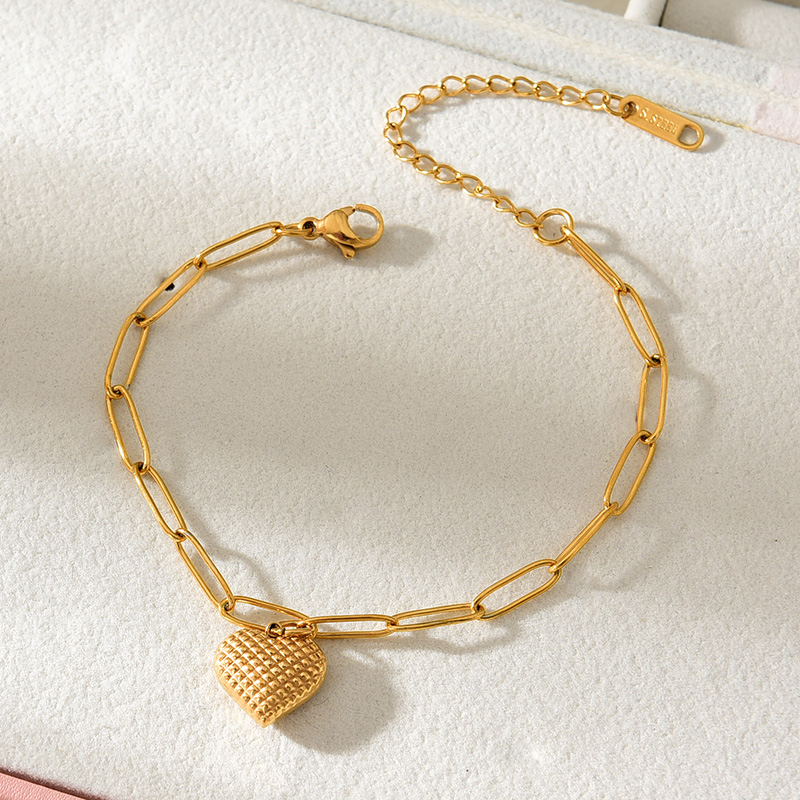 Fashion Gold Titanium Steel Chain Love Pendant Bracelet