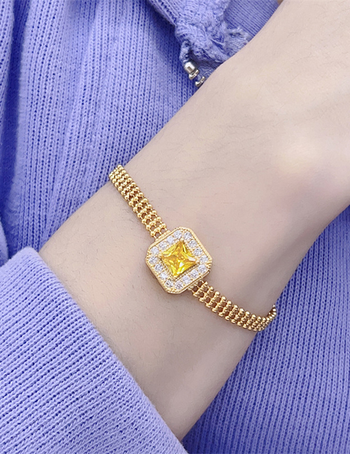 Fashion Gold Geometric Square Diamond Bracelet