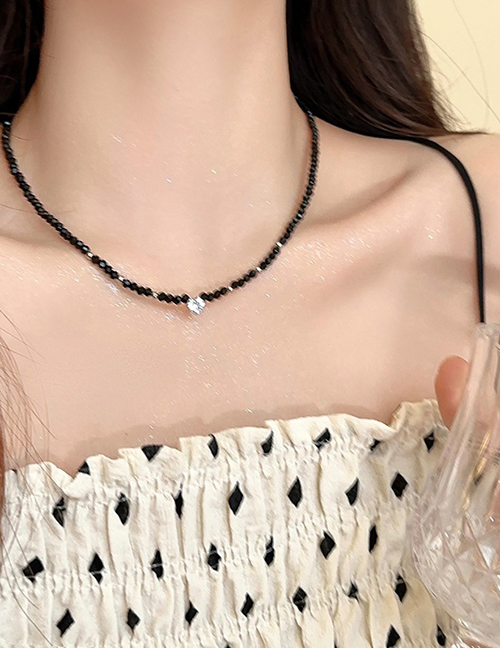 Fashion Black Crystal - Zircon Crystal Beaded Necklace