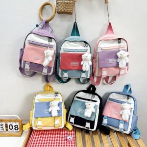 Fashion Pink Oxford Cloth Contrast Color Children's Backpack