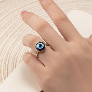 Fashion Gold Alloy Round Eye Ring
