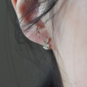 Fashion Gold Metal Diamond Leaf Earrings