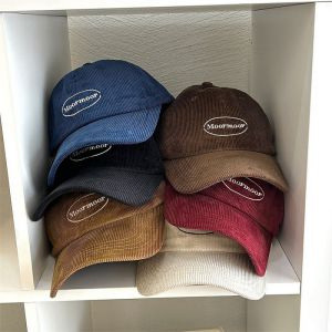 Fashion Brown Corduroy Letter Embroidered Baseball Cap
