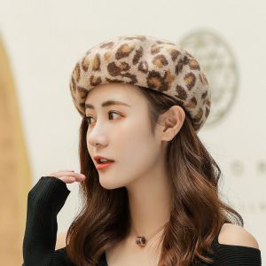 Fashion Mituo Wool Leopard Print Beret