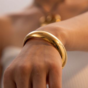 Fashion 3# Gold Plated Titanium Steel Geometric Round Bracelet
