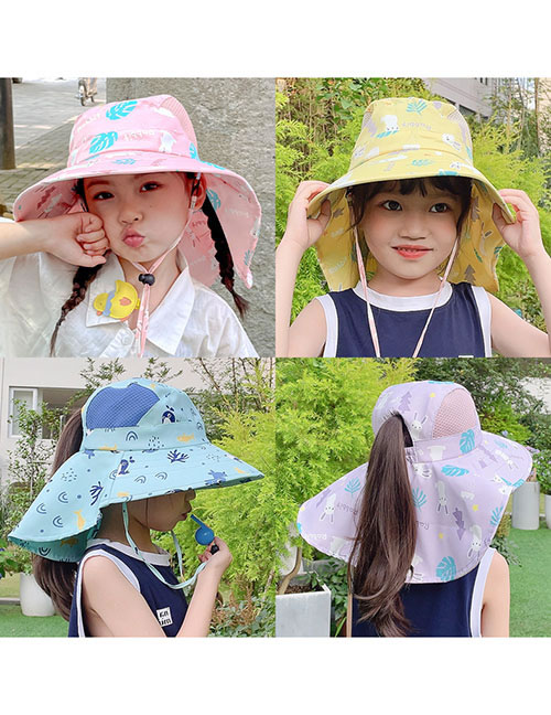 Fashion Orange Pink Rabbit Shawl Hat - Whistle Fabric Printed Shawl Children's Sun Hat