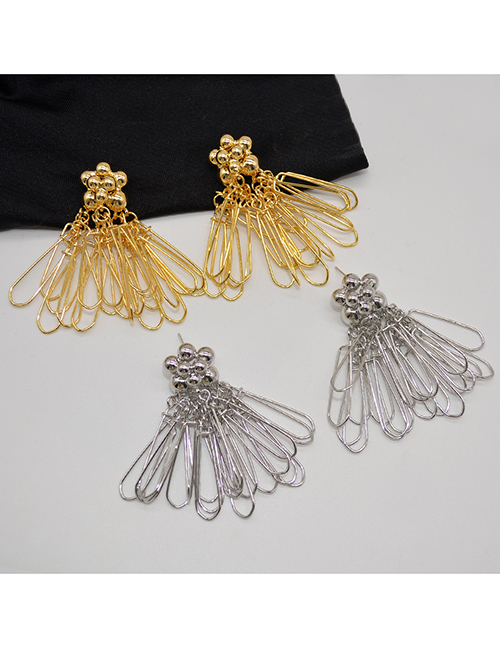 Fashion Gold Alloy Tassel Double-ended Pine Needle Earrings
