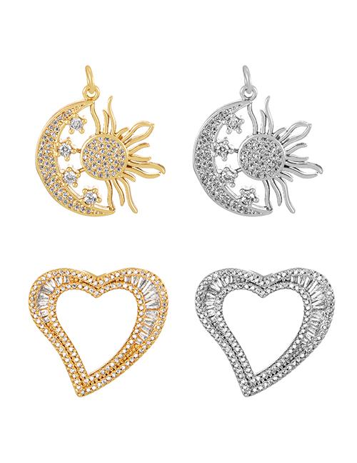 Fashion Silver 2 Copper Inlaid Zirconium Heart Pendant Accessories