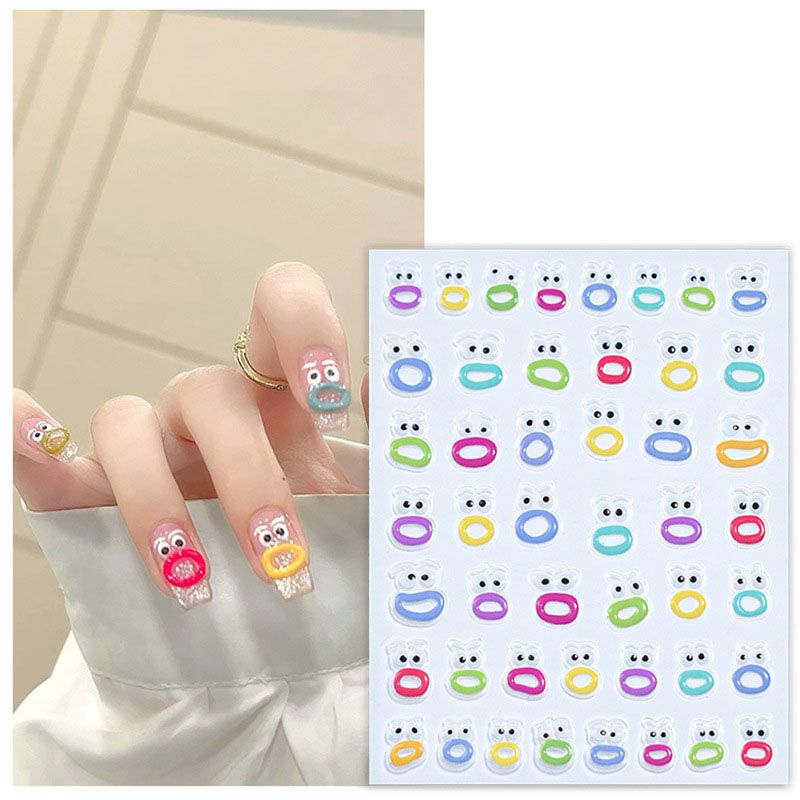 Fashion Mouth Monster Embossed Sticker Big Mouth Monster Embossed Nail Art Sticker