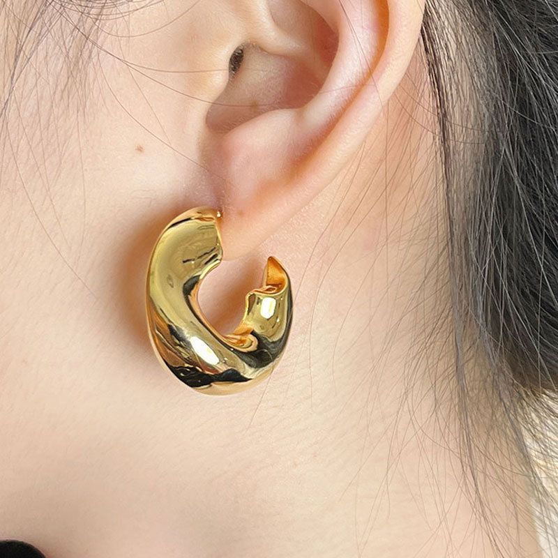 Fashion Silver Large Alloy C-shaped Earrings
