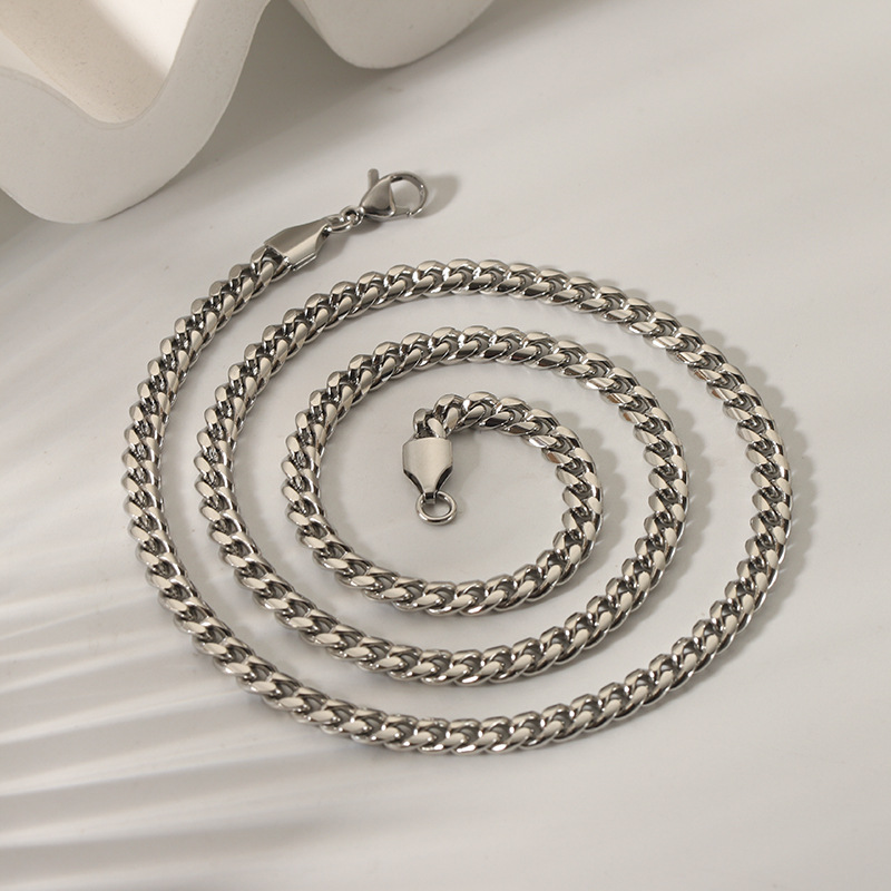 Fashion Silver Stainless Steel Geometric Chain Necklace