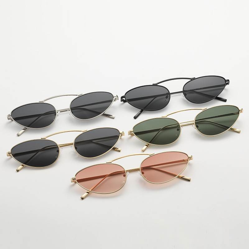 Fashion Jinshuangcha Metal Oval Sunglasses