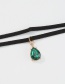 Fashion Green Water Drop Diamond Double Layer Short Necklace