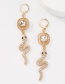 Fashion Gold Color Geometric Square Diamond Snake Earrings