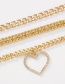Fashion Gold Color Alloy Diamond Heart Chain Multilayer Bracelet