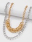 Fashion Gold Color+white K Alloy Double Chain Necklace
