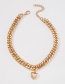 Fashion Gold Color Alloy Heart Thick Chain Necklace