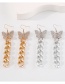 Fashion Gold Color Diamond Butterfly Chain Earrings