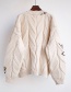 Fashion White Geometric Embroidered Knit Buttoned Cardigan