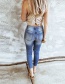Fashion Light Blue High-rise Ripped Jeans