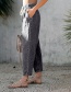 Fashion Dark Grey Tethered Denim Straight-leg Trousers