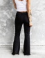 Fashion Black High-waisted Flared Frayed Trousers