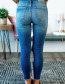 Fashion Dark Blue High-stretch Ripped And Frayed Jeans