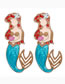 Fashion Mermaid Alloy Cartoon Mermaid Earrings