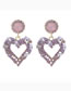 Fashion Purple Alloy Diamond Heart Earrings