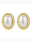 Fashion Oblate Alloy Geometric Oval Pearl Stud Earrings