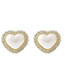 Fashion Gold Color Alloy Diamond Pearl Love Stud Earrings