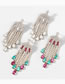 Fashion Color Alloy Diamond Geometric Tassel Earrings
