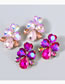 Fashion Pink Alloy Diamond Love Drop Geometric Stud Earrings