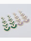 Fashion Purple Alloy Multi-layer Fan-shaped Geometric Earrings With Diamonds