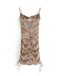 Fashion Photo Color Leopard Print Lace Stitching Three-dimensional Steel Ring Drawstring Pleated Sling Dress