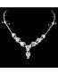 Fashion Silver Geometric Diamond Stud Necklace Set