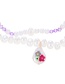 Fashion White Double Crystal Pearl Drop Print Pendant Necklace